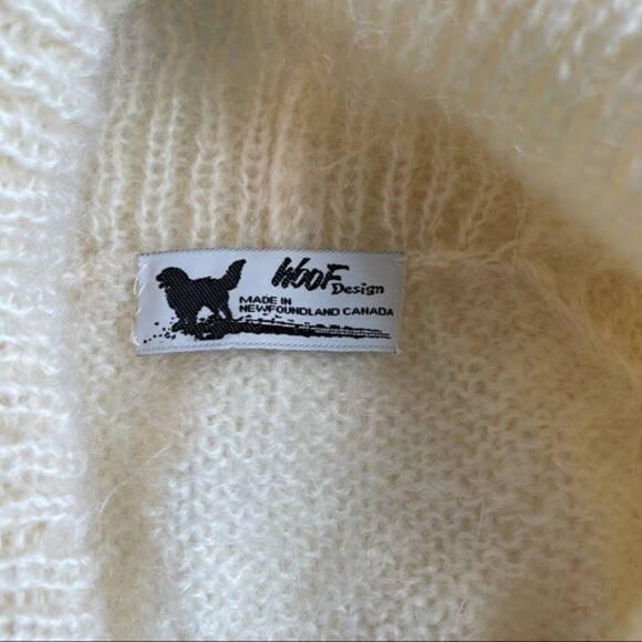 Vintage WOOF DESIGN NEWFOUNDLAND Fuzzy Knitted Sweater Cardigan Mohair Wool - Picture 12 of 12